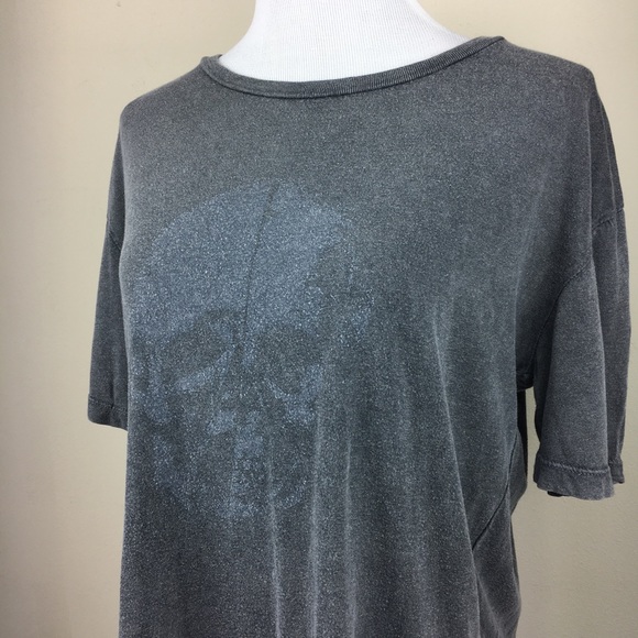 Brandy melville faded skull gray stone wash ITALY MODAL COTTON super soft shirt - Picture 3 of 8